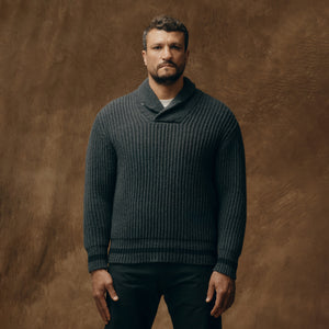 Bristol shawl neck sweater by Filson | Gray heather / dark