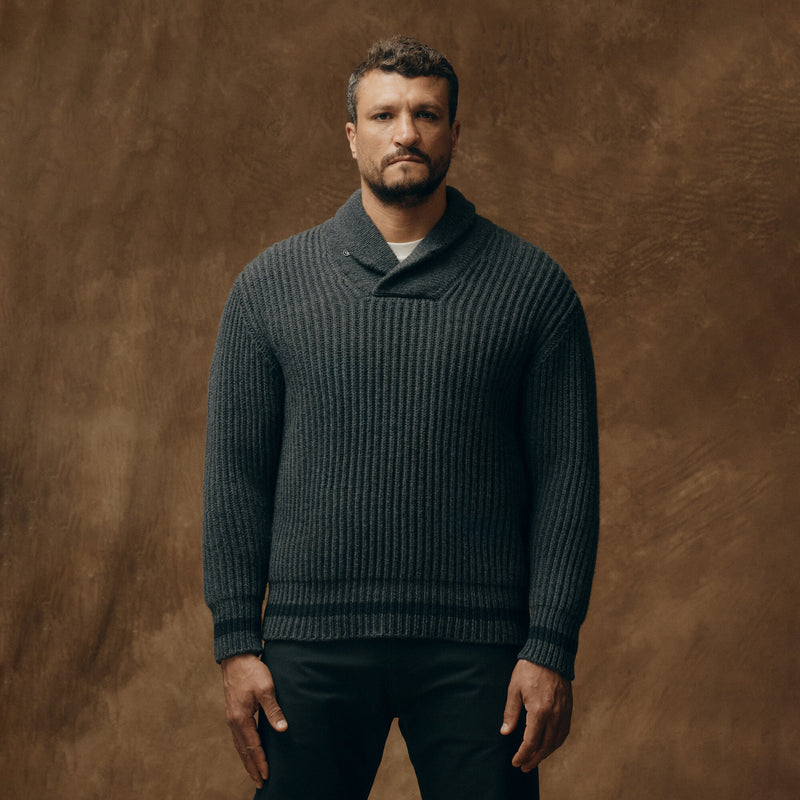 Bristol shawl neck sweater by Filson | Gray heather / dark