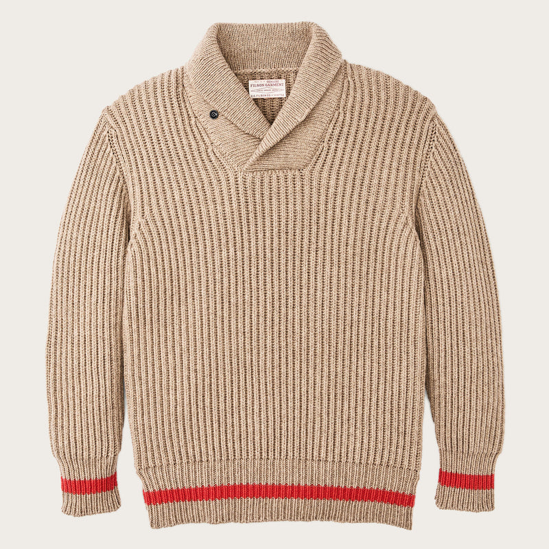 Bristol shawl neck sweater von Filson | Oatmeal heather / flame