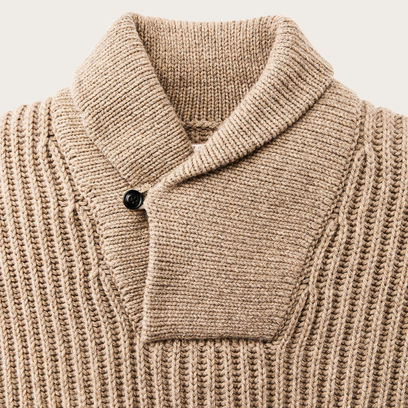 Bristol shawl neck sweater von Filson | Oatmeal heather / flame
