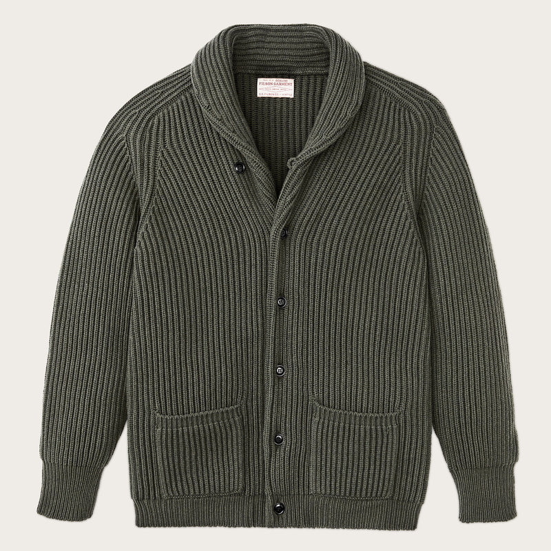 Bristol cardigan sweater by Filson | Forest green heather