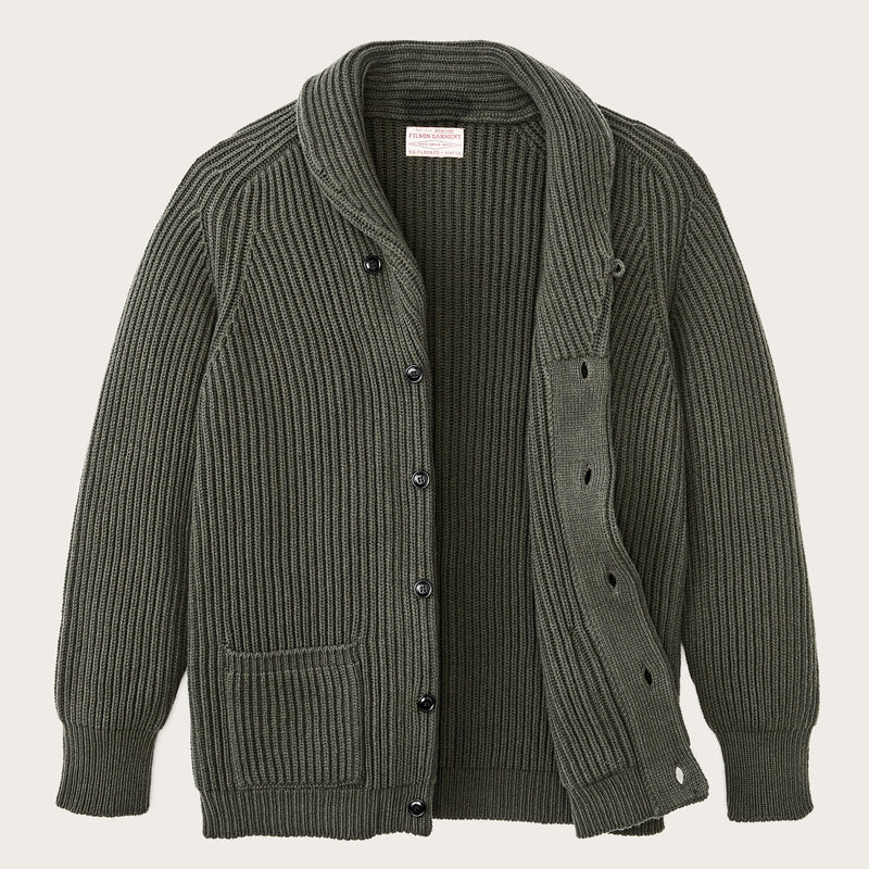 Bristol cardigan sweater by Filson | Forest green heather