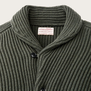 Bristol cardigan sweater by Filson | Forest green heather