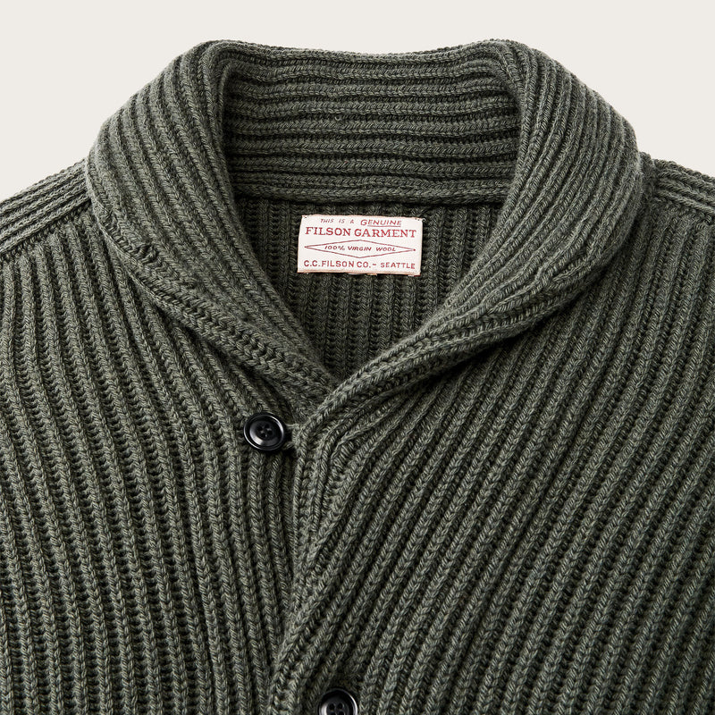 Bristol cardigan sweater by Filson | Forest green heather