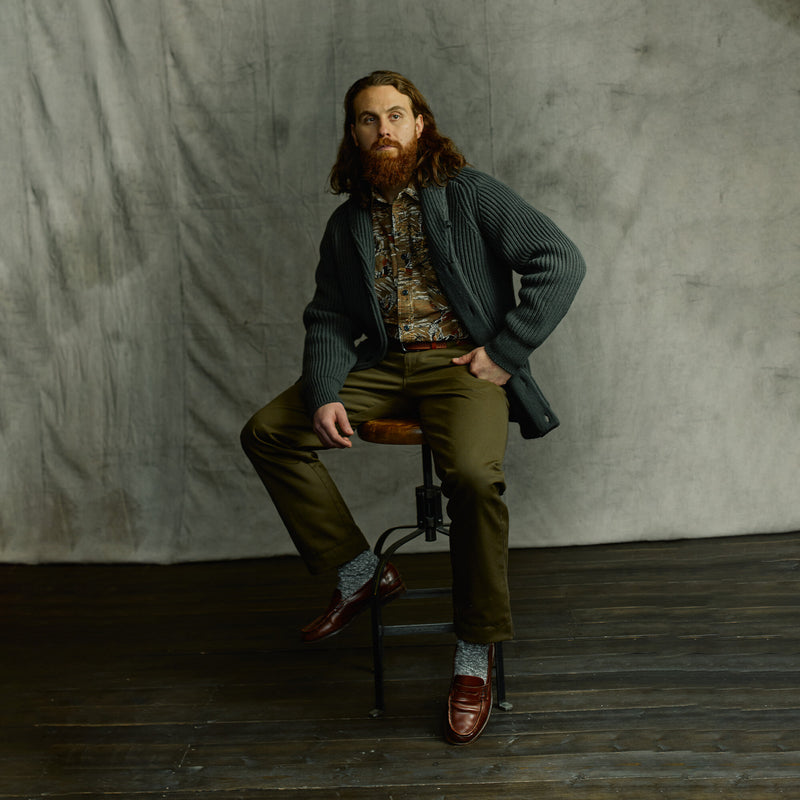 Bristol cardigan sweater by Filson | Forest green heather