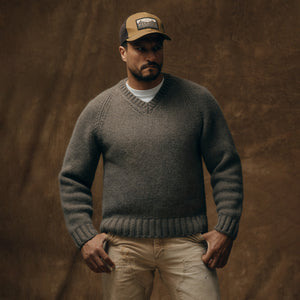 3-gauge alpaca blend sweater by Filson | Bark heather
