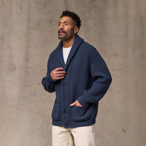 Fisherman rib cotton cardigan von Filson | Navy (Blue)