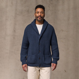 Fisherman rib cotton cardigan von Filson | Navy (Blue)