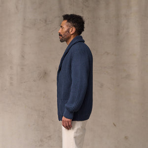Fisherman rib cotton cardigan von Filson | Navy (Blue)