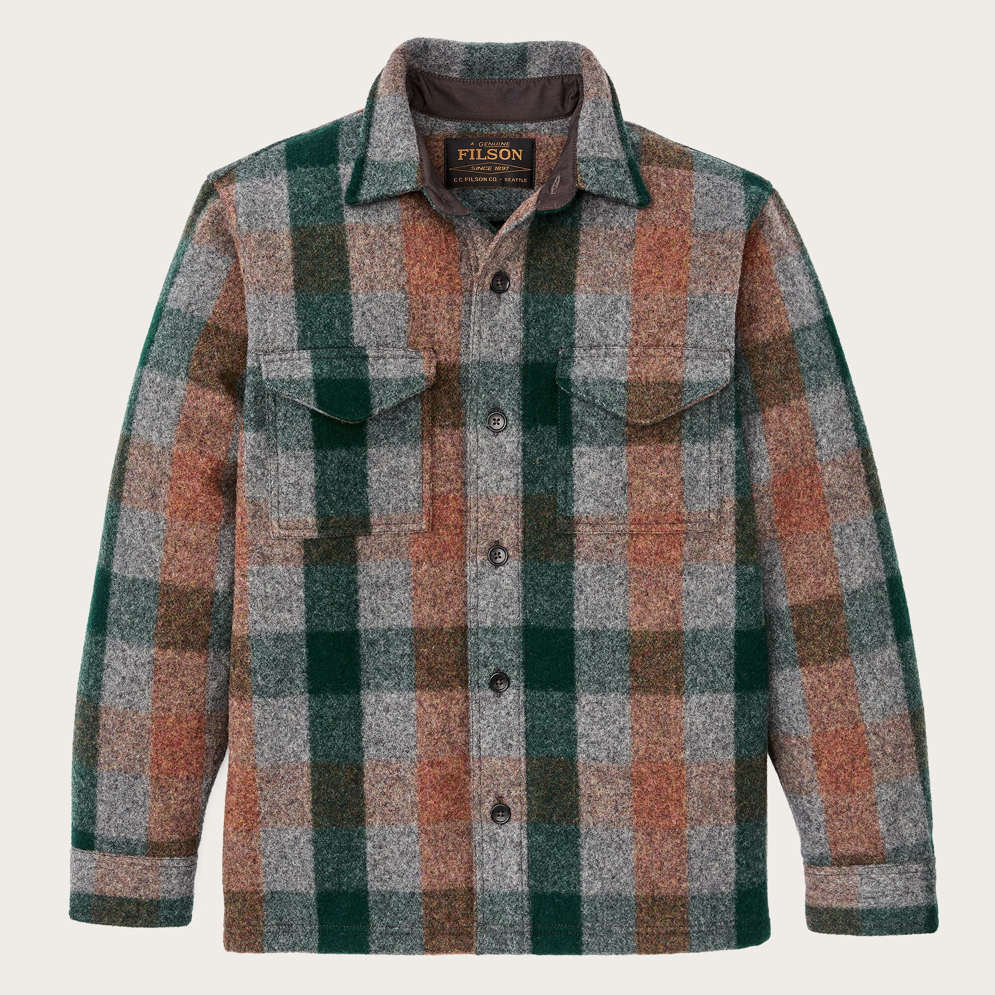 Mackinaw wool jac-shirt by Filson | Green / orange / gra (Multicolor)