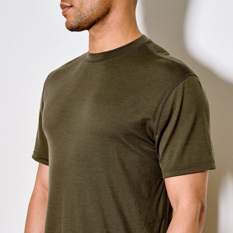 210g merino wool short sleeve crewneck by Filson | Dark olive (Green)