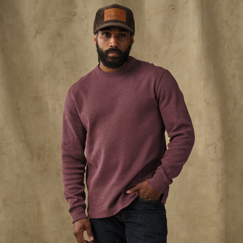 Waffle knit thermal crew by Filson | Dark port heather (Red)