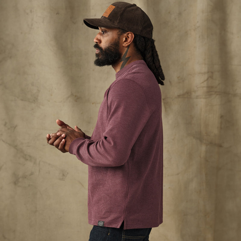Waffle knit thermal crew by Filson | Dark port heather (Red)