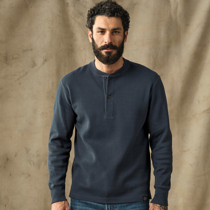 Waffle knit henley by Filson | Blue mussel (Blue)
