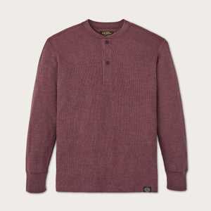Waffle knit henley by Filson | Dark port heather (Red)