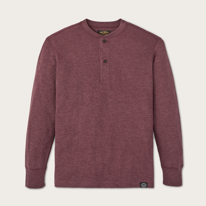 Waffle knit henley by Filson | Dark port heather (Red)