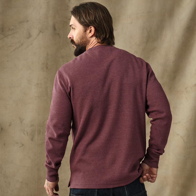 Waffle knit henley by Filson | Dark port heather (Red)