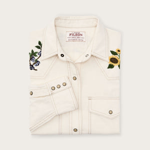 Women's embroidered western shirt by Filson | Natural seed (White)