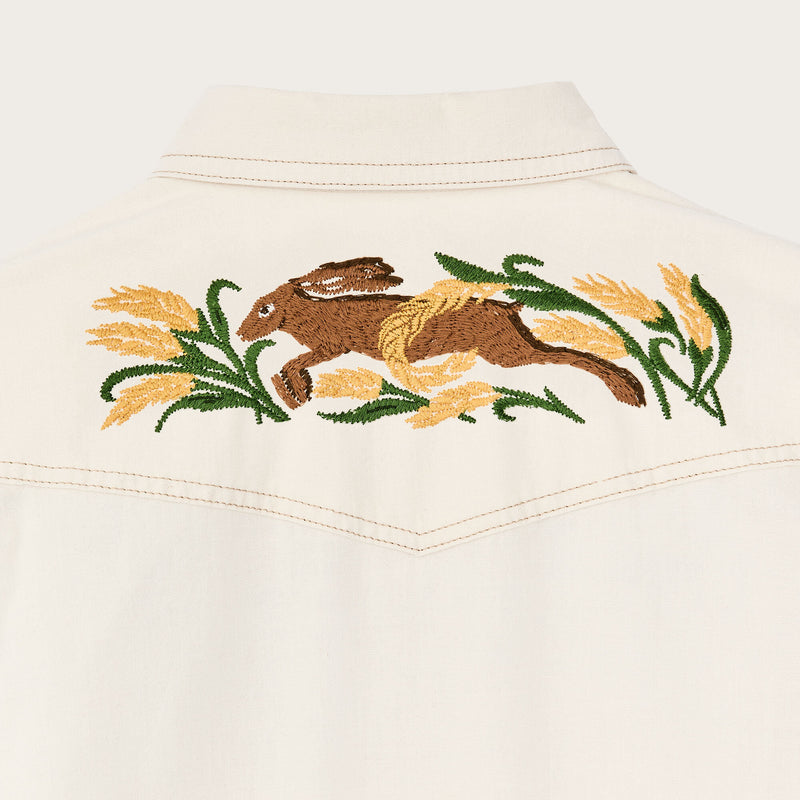Women's embroidered western shirt by Filson | Natural seed (White)