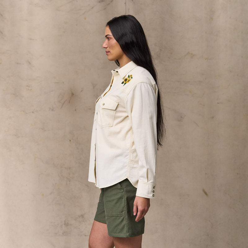 Women's embroidered western shirt by Filson | Natural seed (White)
