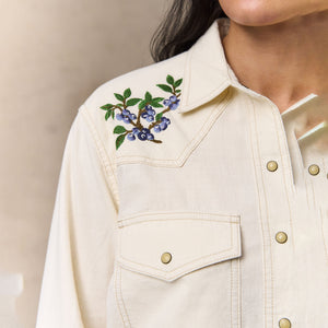 Women's embroidered western shirt by Filson | Natural seed (White)