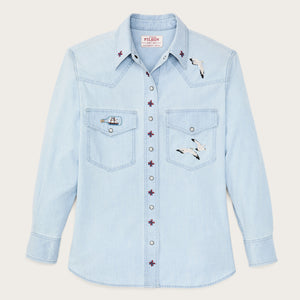 Women's embroidered western shirt von Filson | Light indigo (Blue)