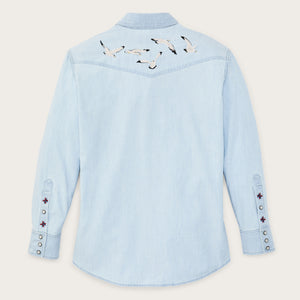 Women's embroidered western shirt von Filson | Light indigo (Blue)