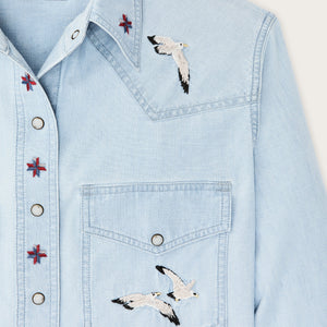 Women's embroidered western shirt von Filson | Light indigo (Blue)