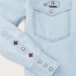 Women's embroidered western shirt von Filson | Light indigo (Blue)