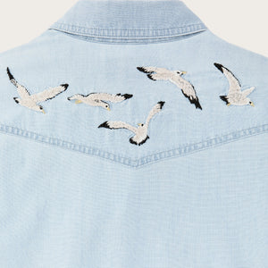 Women's embroidered western shirt von Filson | Light indigo (Blue)