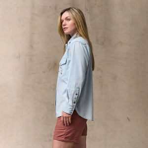 Women's embroidered western shirt von Filson | Light indigo (Blue)