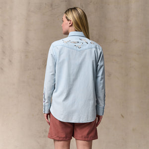 Women's embroidered western shirt von Filson | Light indigo (Blue)