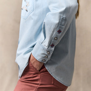 Women's embroidered western shirt von Filson | Light indigo (Blue)