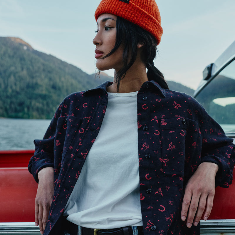 Chemise femme rangeland en flanelle par Filson | Black / red western (Black)