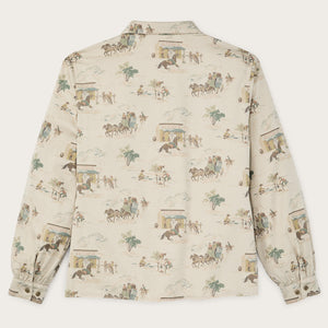 Women's long sleeve twill camp shirt von Filson | Desert green / print (Beige)