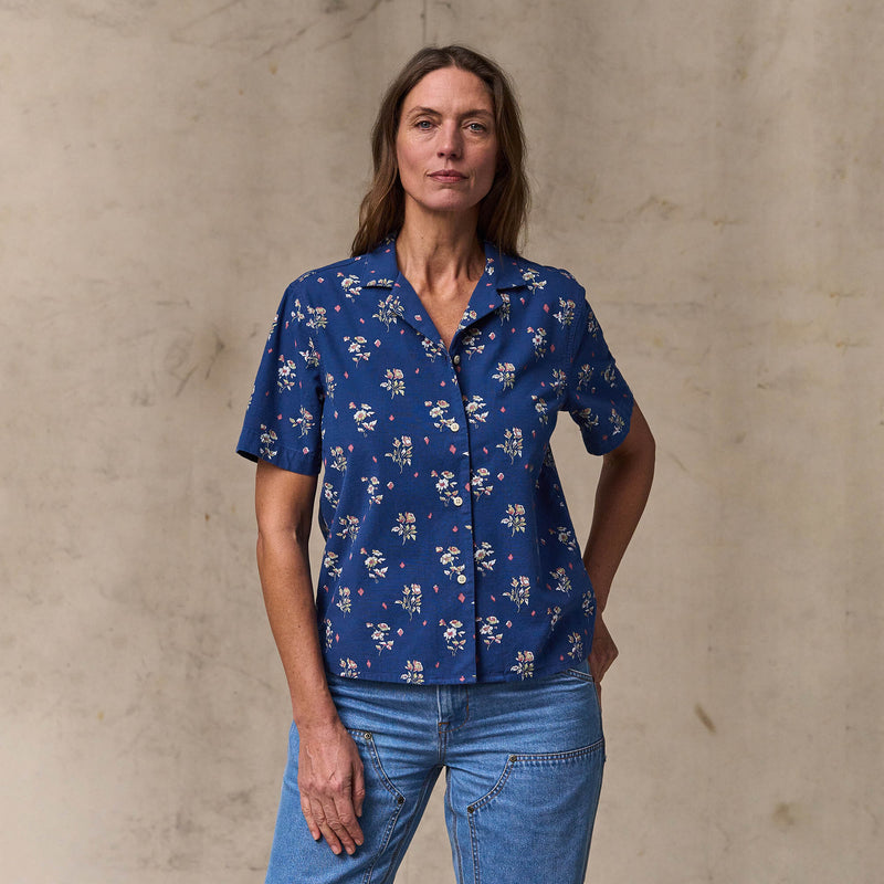 Women's camp shirt von Filson | Indigo / floral (Blue)