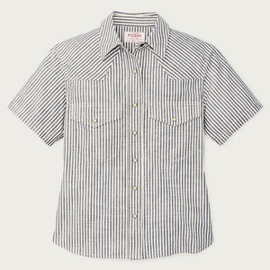 Women's short sleeve chambray western shirt von Filson | Indigo / natural (Gray)