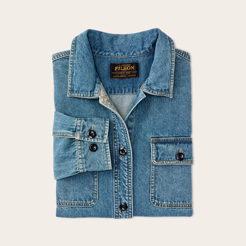 Women's embroidered denim shirt von Filson | Vintage indigo (Blue)