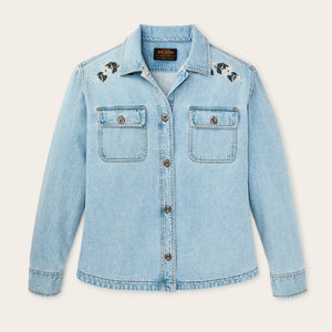 Women's embroidered denim shirt von Filson | Pale indigo (Blue)