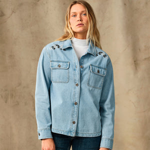 Women's embroidered denim shirt von Filson | Pale indigo (Blue)