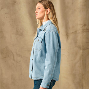 Women's embroidered denim shirt von Filson | Pale indigo (Blue)
