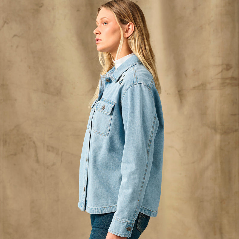 Women's embroidered denim shirt von Filson | Pale indigo (Blue)