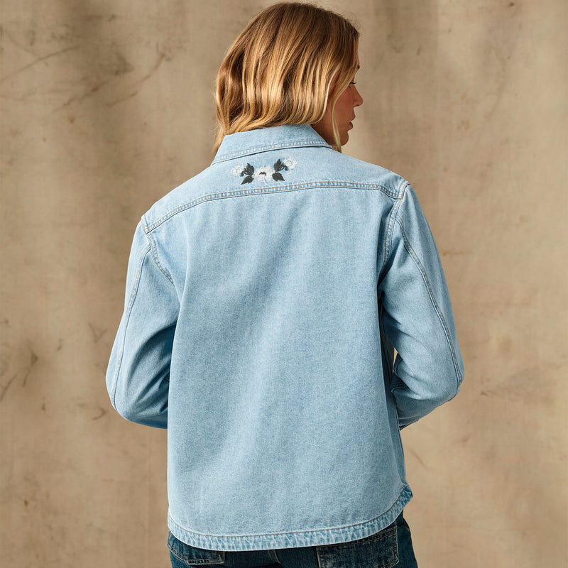 Women's embroidered denim shirt von Filson | Pale indigo (Blue)