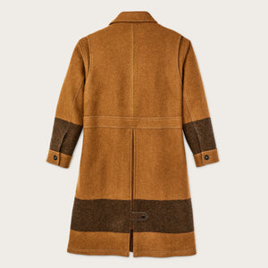Women's wool long cruiser coat by Filson | Whiskey / black stri (Brown)
