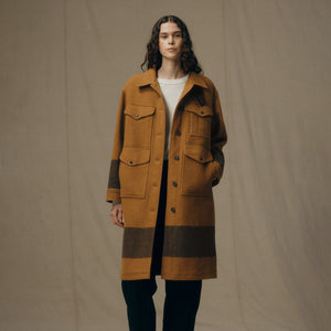 Women's wool long cruiser coat by Filson | Whiskey / black stri (Brown)