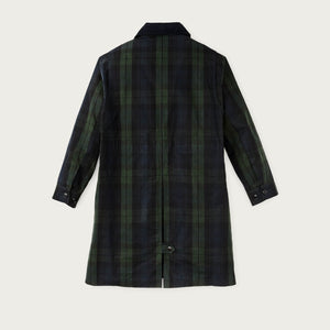 Women's dry waxed long cruiser di Filson | Black/ green plaid (Multicolor)