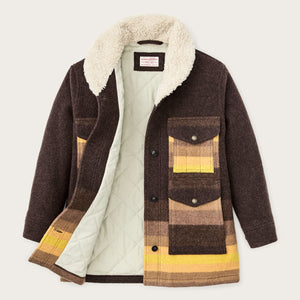 Women’s kodiak shawl collar coat by Filson | Brown / yellow strip (Brown)