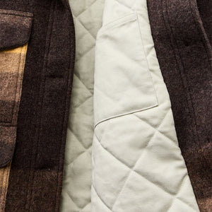 Women’s kodiak shawl collar coat by Filson | Brown / yellow strip (Brown)