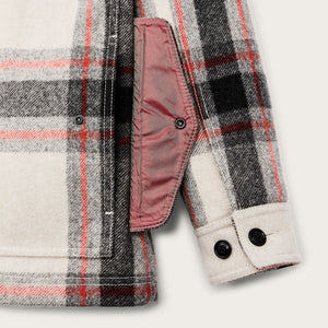 Women’s mackinaw wool shearling cruiser jacket par Filson | Cream / red / black (Multicolor)