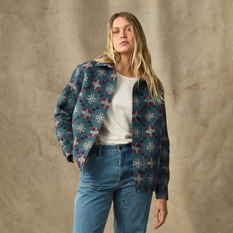Women's wool overshirt von Filson | Turquoise / multi jacquard (Blue)